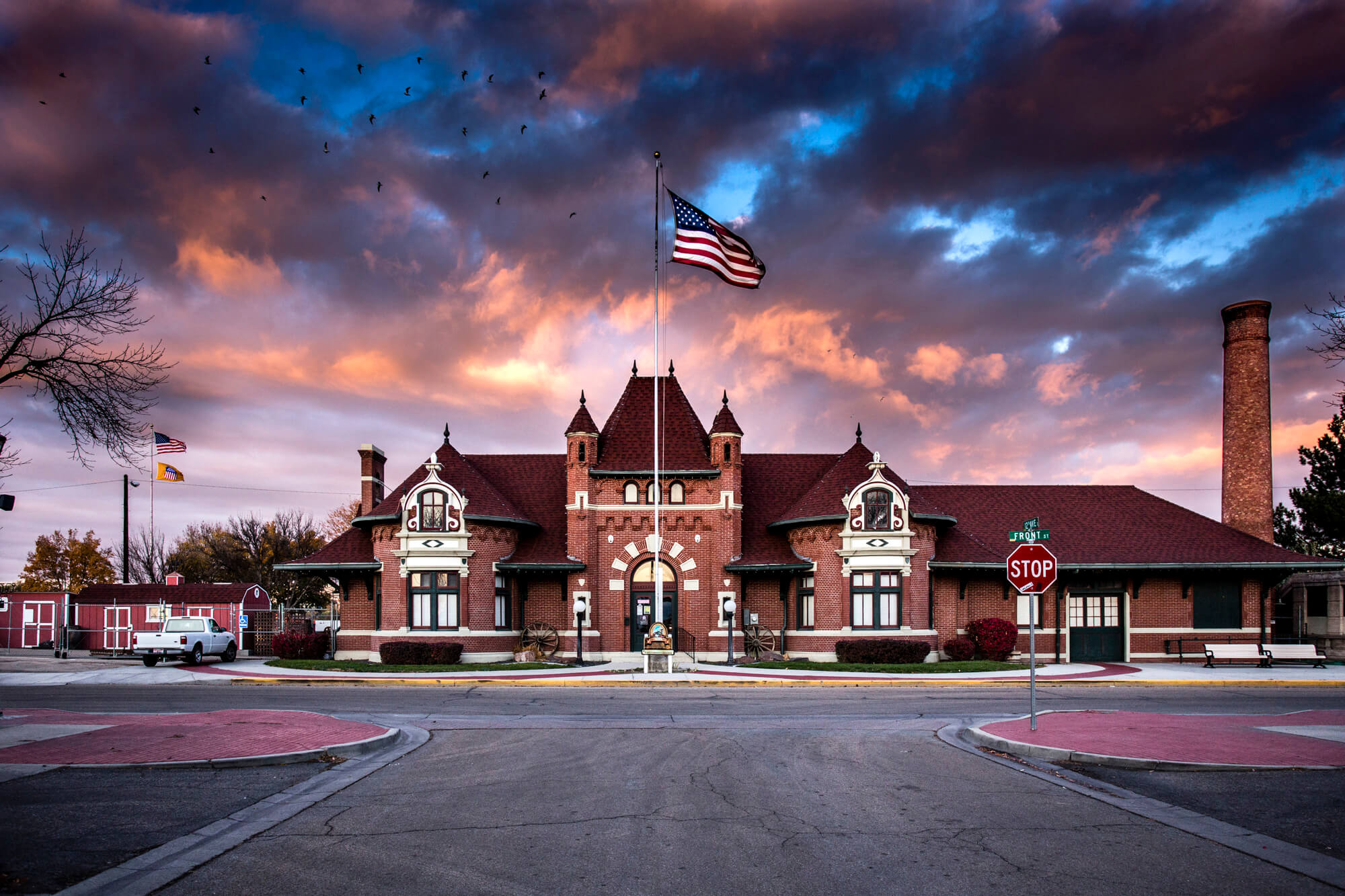 Sunset at the Nampa Train Depot.